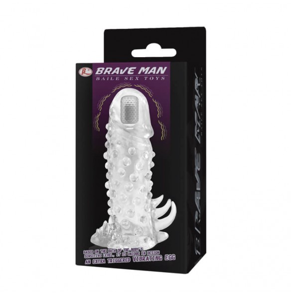 BAILE - BRAVE MAN Head Vibrating Crystal Penis Sleeve (L:13.5cm - D:4cm) BAILE - BRAVE MAN Head Vibrating Crystal Penis Sleeve (L:13.5cm - D:4cm)